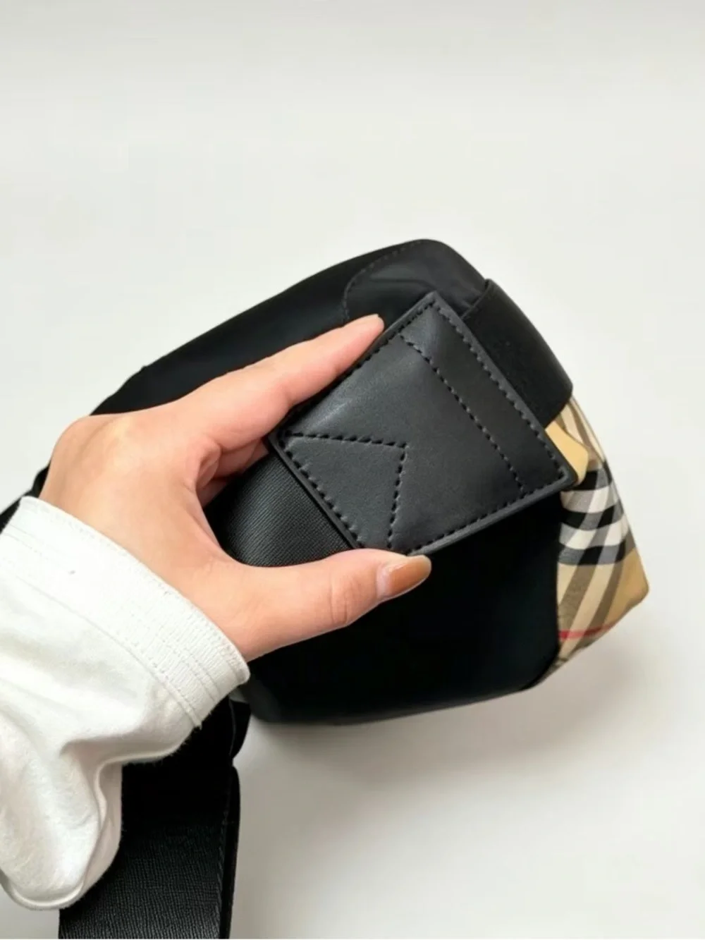 Burberryy Black & Beige Checked Belt Bag